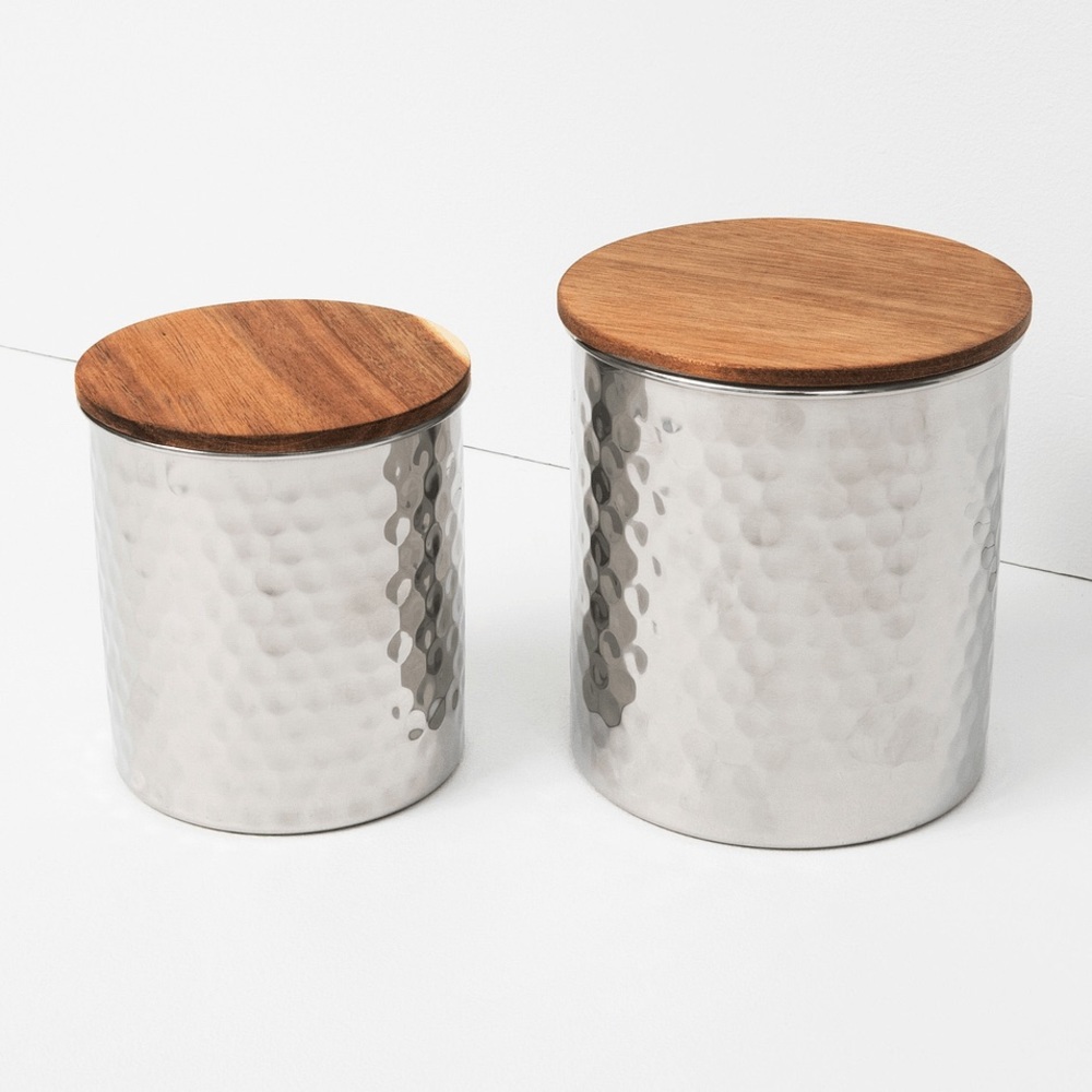 🌸UNCOMMON JAMES Hammered Silver Canisters🌸 - Picture 3 of 5